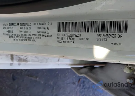 2013 Chrysler 200 Touring из США, поврежденный, VIN 1C3CCBBB1DN732553